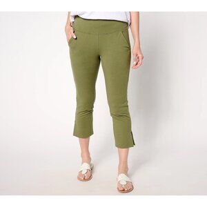 Women with Control Crop Pant Size XL Tummy Control Regular Knit Olive Leaf Green